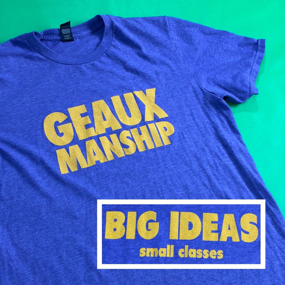 LSU Manship School of Mass Communication T-Shirt Mens M Purple/Gold Media Tee
